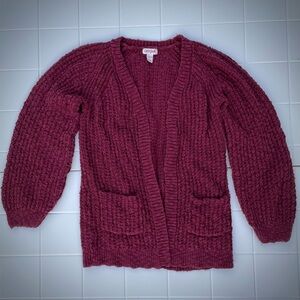 Cat & Jack Cozy Rose Mauve Pink Open Cardigan with Pockets Girls Size L 10/12